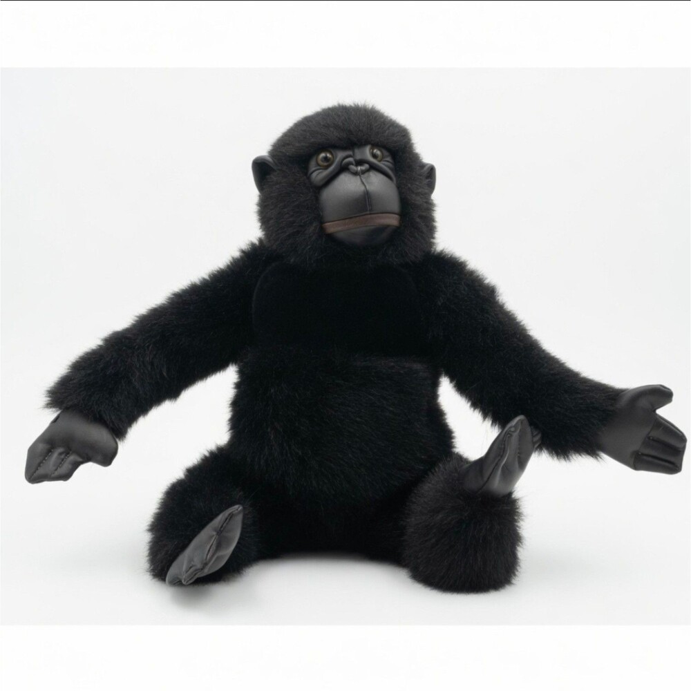 Vintage 1994 K&M International Black Gorilla Plush Stuffed Animal Realistic Furr